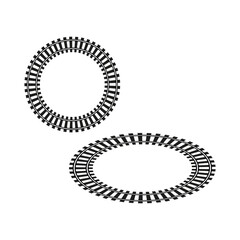 Traintrack, railroad, railway contour. Vector illustration. EPS 10.