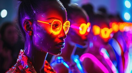 A confident and fierce energy radiates from the models as they showcase the latest in neon fashion on the runway