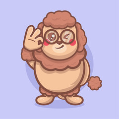 cute poodle dog character mascot with ok sign hand gesture isolated cartoon