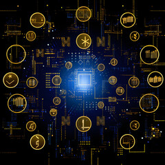 Golden Euro Currency Symbols Against a Deep Blue Background Representing Financial Concepts