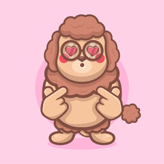 kawaii poodle dog character mascot with love sign hand gesture isolated cartoon