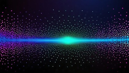 abstract blue background with space , Wave of bright particles. Sound and music visualization created with generative ai	 - obrazy, fototapety, plakaty