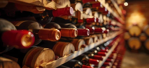 Gordijnen lots of wine bottles in a wine cellar © Sticker Me