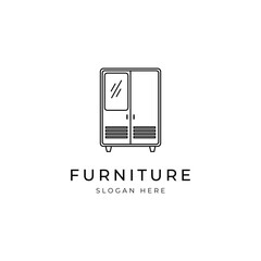 cupboard furniture logo design in line art design style