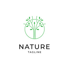 Nature leaf tree growth logo icon design template.