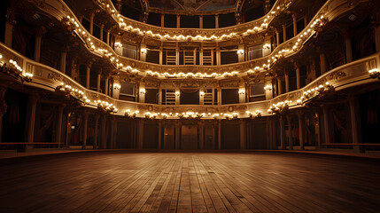 An empty stage in a grand theater - obrazy, fototapety, plakaty