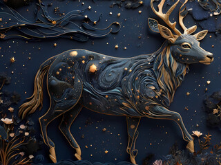 Experience the surreal beauty of a pattern where animals transform into constellations, their forms outlined by cosmic stars.