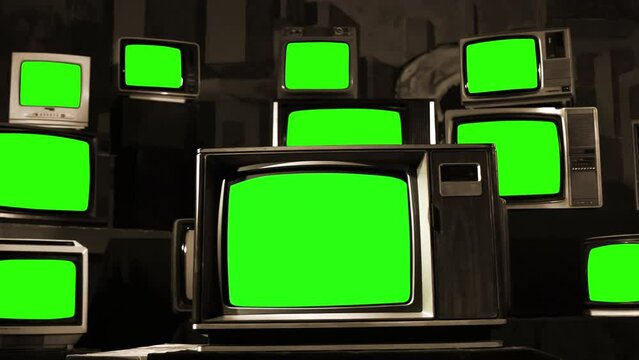 Green Screen Televisions, Old TVs Green Screen. Sepia Tone. Zoom In. You can replace green screen with the footage or picture you want with &ldquo;Keying&rdquo; effect in After Effects. 4K Resolution.