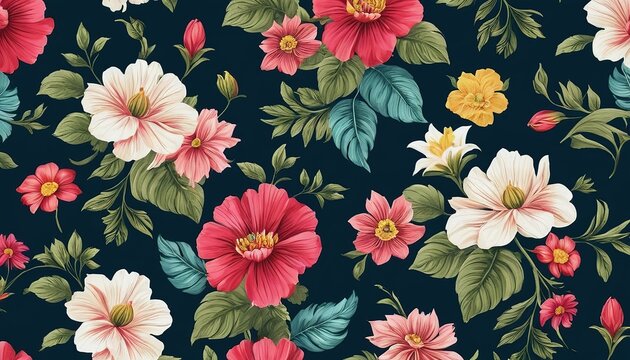 Beautiful Flowers in Allover Style for Textile Patterns