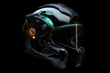 Luminous Motorcycle Helmet in Neon Light Concept