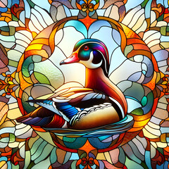Stained glass duck