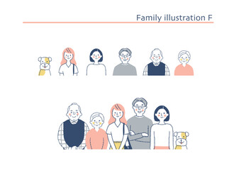 笑顔の家族　上半身とアイコン