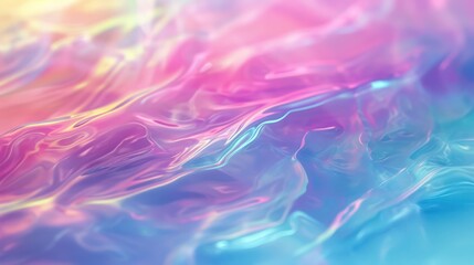 Abstract holographic background with pastel colors,  glitters, designed as a soft template. This seamless and trendy backdrop features a colorful wave rainbow