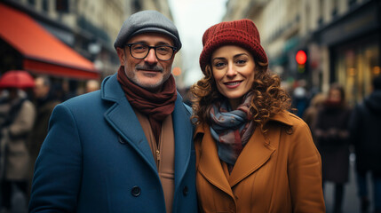 Couple with impeccable fashion sense - - street - protest - March - parade - close-up shot - tourist - market - crowd