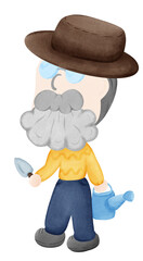 Man wearing a planting hat