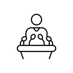 Press speech outline icons, minimalist vector illustration ,simple transparent graphic element .Isolated on white background