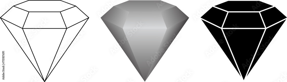 Wall mural side view diamond icon set - Wall murals