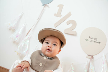 赤ちゃん ハーフバースデー 記念撮影