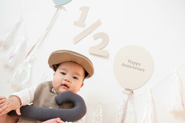赤ちゃん ハーフバースデー 記念撮影