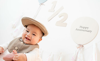 赤ちゃん ハーフバースデー 記念撮影