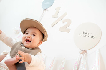 赤ちゃん ハーフバースデー 記念撮影