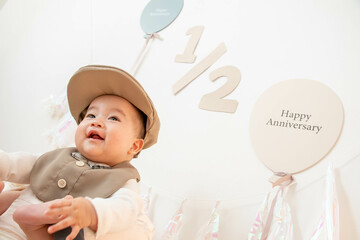赤ちゃん ハーフバースデー 記念撮影