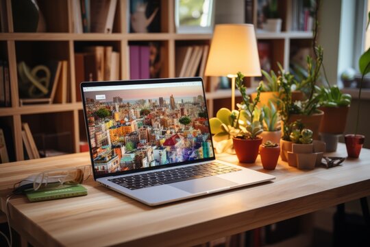 Female marketing expert engaged in a video conference, discussing marketing strategies with a remote team, Generative AI