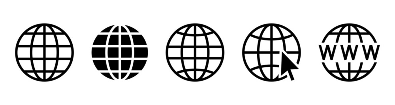 Web globe icon vector. Website icon set. www world global icons. click to go to website icon