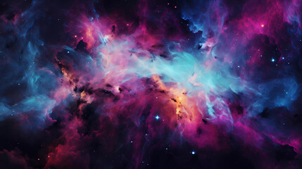Obraz premium Mystical Cosmic Nebula. Celestial Symphony of Colors Unveiling the Enigmatic Beauty of the Universe. Theme of space.