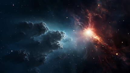 Cosmic Collision. Dazzling Dance of Galaxies Unveiling the Vast Splendor of the Universe. Theme of space and planets.