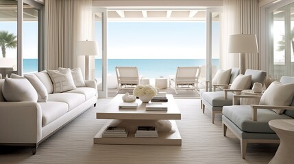 Modern living room interior with a view  