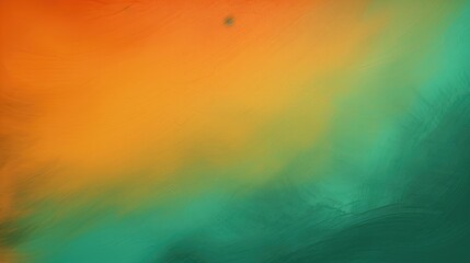 abstract art background with a gradient transition from cool green to warm orange, textured with expressive brush strokes for creative design use