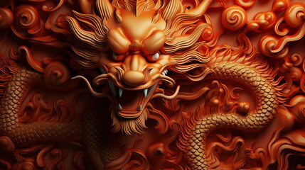 Chinese dragon background with copyspace for your design. Dragon concept. Generative AI.