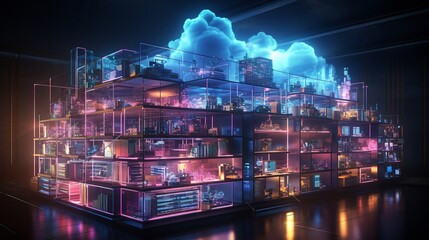 Obraz premium Sky High Computing: Unleashing the Potential of Cloud Services