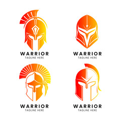 collection spartan helmet logo template design, warrior logo minimalist premium. - obrazy, fototapety, plakaty