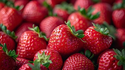 Close up of fresh strawberries background. - obrazy, fototapety, plakaty