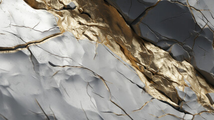 Close-up of a white textured surface with intricate gold veins, symbolizing luxury and fragility.
