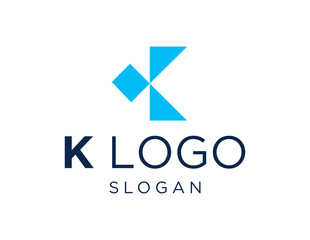 The logo design is about Letter K and was created using the Corel Draw 2018 application with a white background.