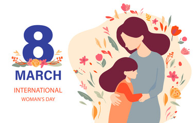 International women day with flower use for horizontal banner design