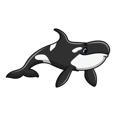 Cute orca cartoon a swimming - 715198634