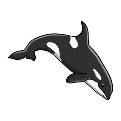 Cute orca cartoon a swimming - 715198657