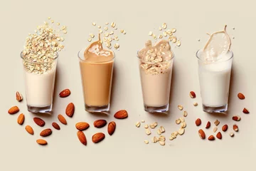 Foto op Plexiglas Dairy Alternatives: Plant-based milk alternatives like almond milk, soy milk, and oat milk can contain some protein © Sriampron