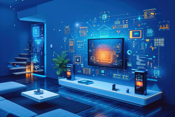 Obraz premium Integration with Smart Home Devices: Smart TVs may be part of a larger smart home ecosystem