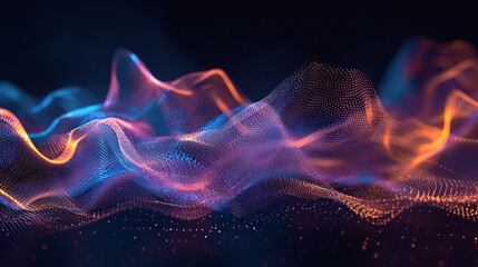 Abstract digital wave particle flow is AI Generative. - obrazy, fototapety, plakaty