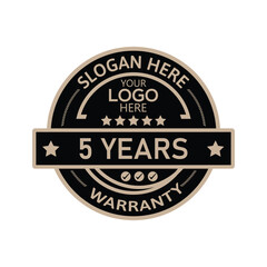 5-year warranty badge badge isolated on white background. Vector illustrations.