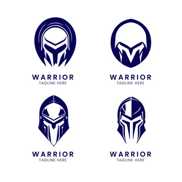 collection spartan helmet logo template design, warrior logo minimalist premium.