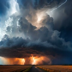 Fototapeta na wymiar Dark Stormy clouds with lightening 