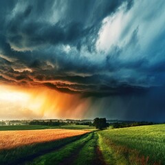 Dark Stormy clouds with lightening 