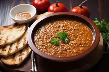 Iconic Turkish lentil soup. Generative AI