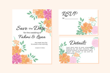 Rose and Hydrangea Flower Wedding Invitation Template